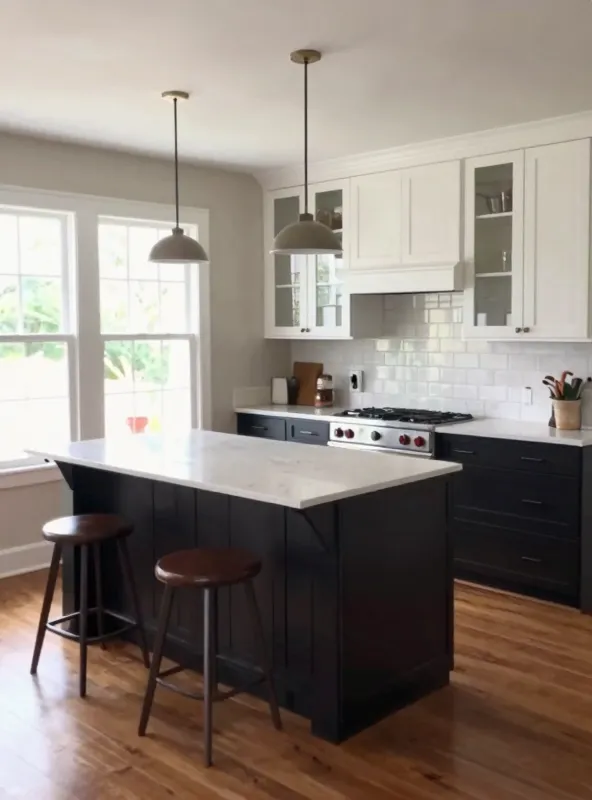 White Shaker kitchen cabinets installed in Huntsville Alabama home